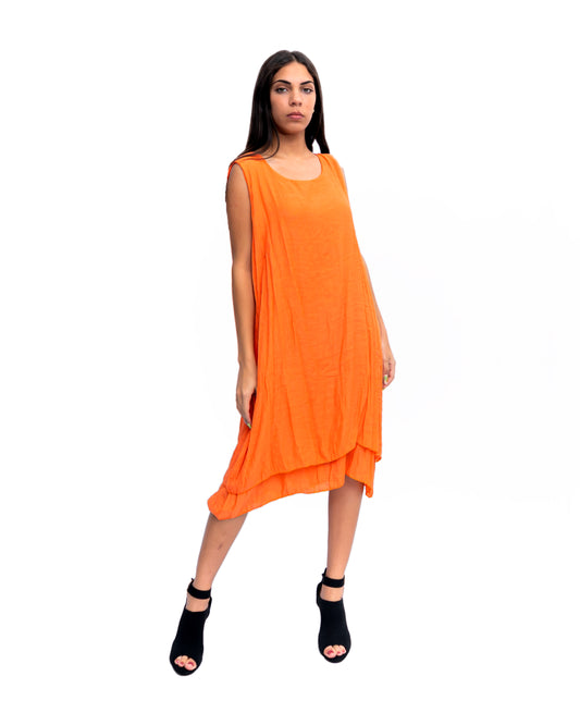 Orange High Low Midi Dress